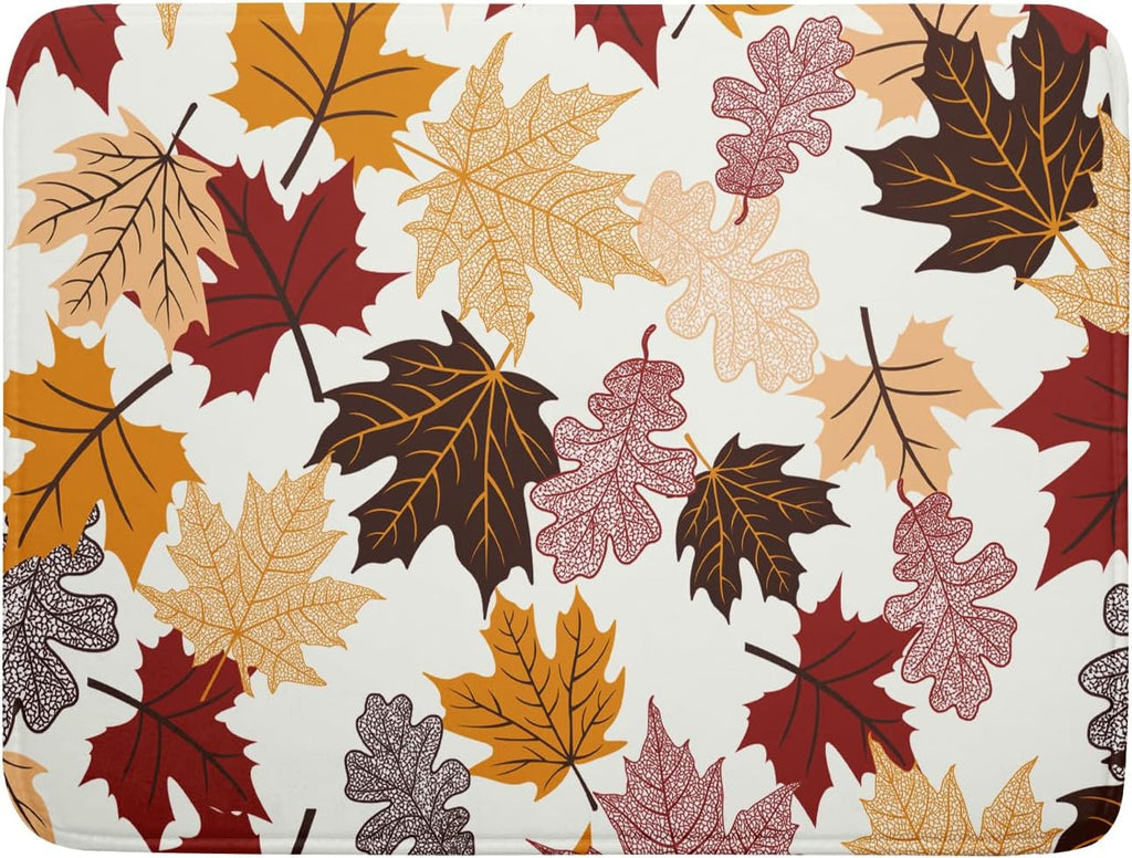 Giwawa Maple Leaf Dish Drying Mat Large 18x24 inches Fall Autumn Colorful Leaves Dish Drainer Mats Thanksgiving Decorative Fast Drying Reversible Absorbent Dish Drying Pad for Kitchen Countertop