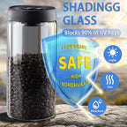 Vacuum Coffee Canister,2PCS 61FLOZ Borosilicate Glass Jar with Spare Airtight lid, Label & Brush, Coffee Bean Storage for Coffee Beans & Grounds (Shade Glass)