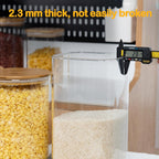 22oz Airtight Square Spice Containers with Bamboo Lid Set of 6 (650ml) Kitchen Pantry Organization Jar Stackable Spice Jar, for Sugar, Tea, Cookies and Coffee beans (‎with Black Lable)