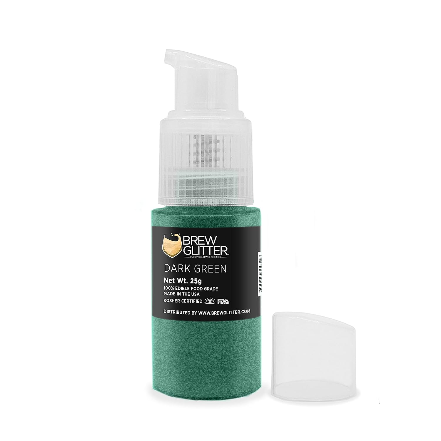 Brew Glitter - Dark Green (25g Spray Pump 1x Jar) | Edible Glitter for Drinks, Cocktails, Beer, Garnish & Beverages