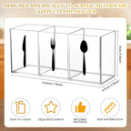 Suzile Acrylic Cutlery Storage Organizer Bin Silverware Caddy Countertop Knife Spoon and Fork Holder Kitchen 3 Section Tableware Storage Box for Cabinet Indoor Home Flatware Dining Room (Clear,M)