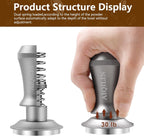 Espresso Tamper, Constant 30lb Coffee Tamper with double Calibrated Spring Loaded, Stainless Steel double spring loaded Coffee Tamper Fits for All Portafilters- Flat Base (53mm, SILVER)