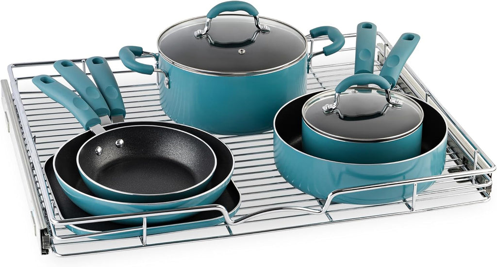 HOLDN’ STORAGE Pull Out Cabinet Organizer, Heavy Duty Caddy w/Lifetime Limited Warranty -26”W x 21”D - Requires At Least 27-1/4” Cabinet Opening, Steel Metal Cabinet Drawers Slide Out, Chrome