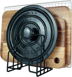 Pot Lid Organizer W 2 Chip Bag Clips Cutting Board Holder Inside Cabinet 304 Stainless Steel Pan Organizer Under Cabinet Pot Cover Cookie Sheet Bakeware Serving Tray Cooling Rack Stand Kitchen Black