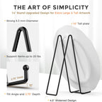 TR-LIFE 14 Inch Heavy Duty Plate Stand (2 Pack) - Metal Display Easel for Large Plates, Platters, Picture Frames, Signs, and Posters