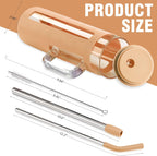 Kodrine Tumbler with Lid and Straw, 24 oz Glass Tumbler with Handle, Iced Coffee Cup Boba Smoothie Cup, Coffee Tumbler Water Tumbler Cups with Bamboo Lid Home Office Tumblers, Amber