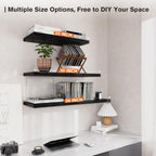 Wall Shelf Set of 3,Dark Wood Floating Shelves 24 in W x 10 in D x 1 in H, Wooden Floating Wall Shelf with Invisible Brackets for Living Room/Bedroom/Bathroom/Kitchen Storage and Decor