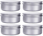 6 Ounce Aluminum Cans 180 mL Screw Lid Metal Storage Tins Containers for Storing Spices, Candies, Lip Balm, Candles, 6 Pcs.