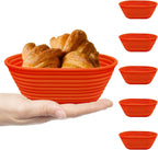 Silicone Banneton, Sourdough Bread Baskets (Set of 5, 6.5 Inch), Mini Oval Proofing Bowls, Bread Making Baking Supplies, Banneton proofing basket for Sourdough Baking