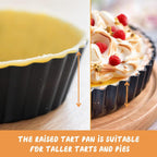 Deep Tart Pan, 9.5 x 2.2 Inches Non-Stick Tall Tart Pan Bottom Can Be Removed. Suitable for Making Various Pies, Tarts and Quiche. Easy to Clean is the Choice for Home Baking