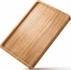 Wood Tray for Coffee Tea Extra Large Wooden Serving Tray for Food Fruit Snack Decorative Serving Platter, 17.7x13.8 Inches