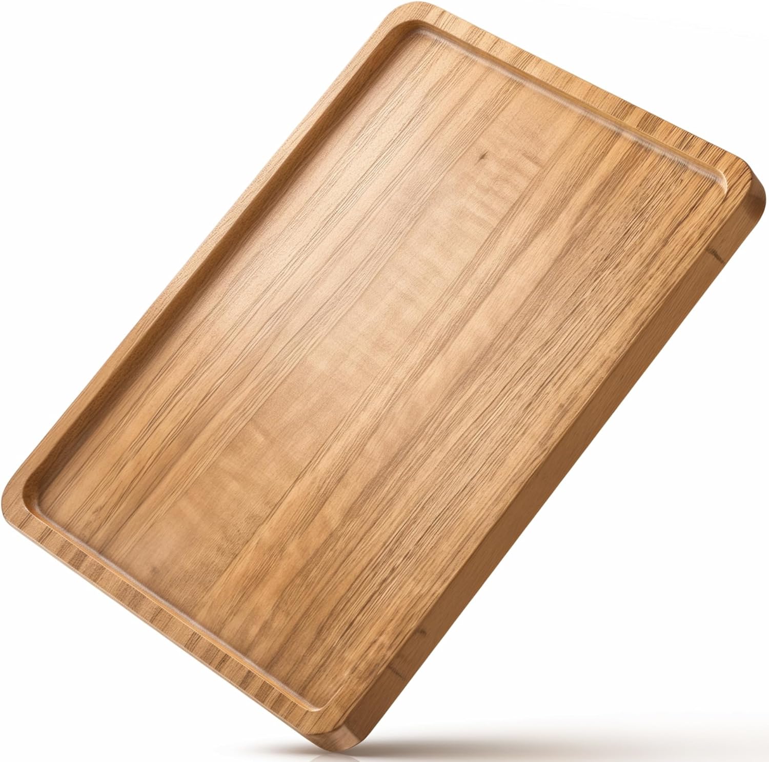 Wood Tray for Coffee Tea Wooden Serving Tray for Food Fruit Snack Decorative Serving Platter, 13.8x9.8 Inches