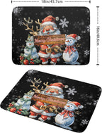 Christmas Santa Snowman Dish Drying Mats for Kitchen Counter 16"x18" Merry Christmas Santa Claus Dish Drying Mats Absorbent Microfiber Reversible Dishes Pad Dish Drainer Mat for Kitchen Accessories