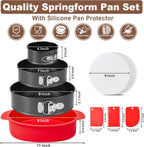 4 7 9 Inch Springform Pan Set of 3, Leakproof Cheesecake Pan with Protector, Nonstick Spring Form Pans for Cheesecake, Round Cake Pans Sets for Baking with Removable Bottom and 50Pcs Parchment Paper