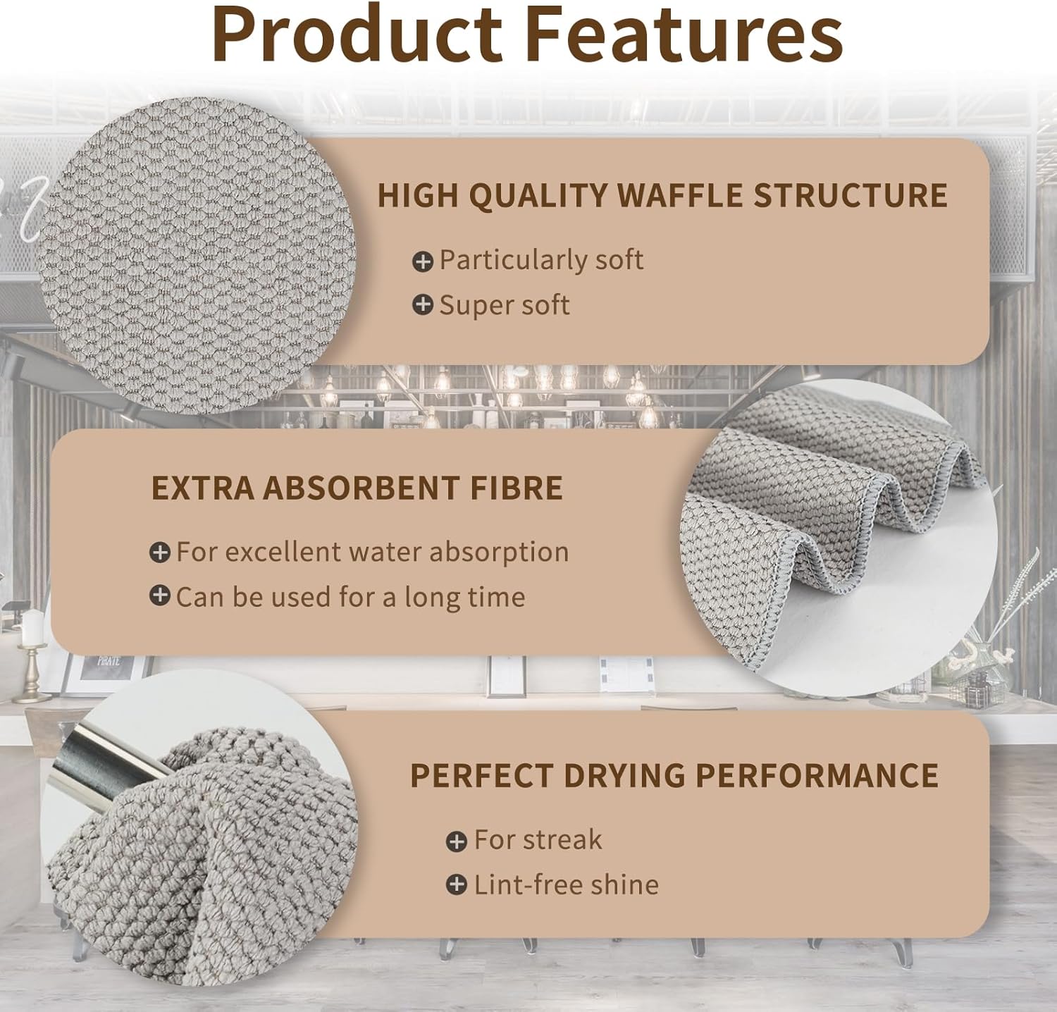 3Packs Coffee Cleaning Cloths, Barista Microfiber Cloths, Highly Absorbent, Quick-Drying, Odor-Free, Suitable for Coffee Accessories and Espresso Machine Cleaning(12"x12")