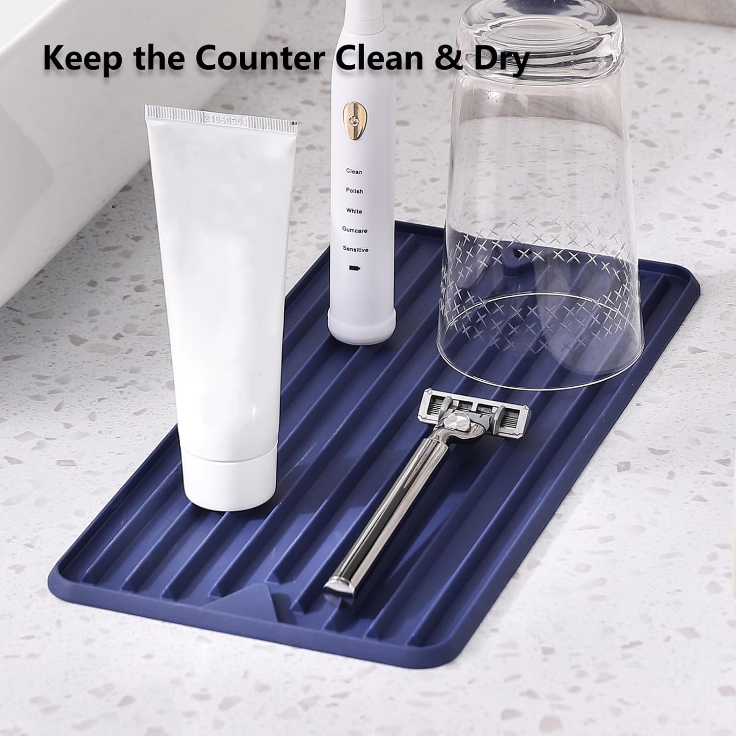 Dish Drying Mat, Mini Silicone Drying Mat for Kitchen Counter, Heat Resistant Silicone Mat for Countertop Protector, Super Thick Non-Slip Dish Drying Pad for Coffee Cup/Bottle/Glassware