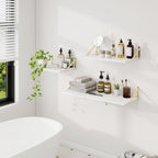 Dreamland Gold Floating Shelves for Wall, Gold Wall Shelf, Large Floating Shelf 12 * 16 inch Set of 2 for Bookshelf Living Room Bedroom Home Office Bathroom