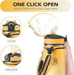 GOSWAG Insulated Sports Water Bottle, 24oz 2 Lids(with Straw/No Straw), Stainless Steel Water Bottles with Paracord Handle, Insulated Bottle with Double-Wall Vacuum Insulation