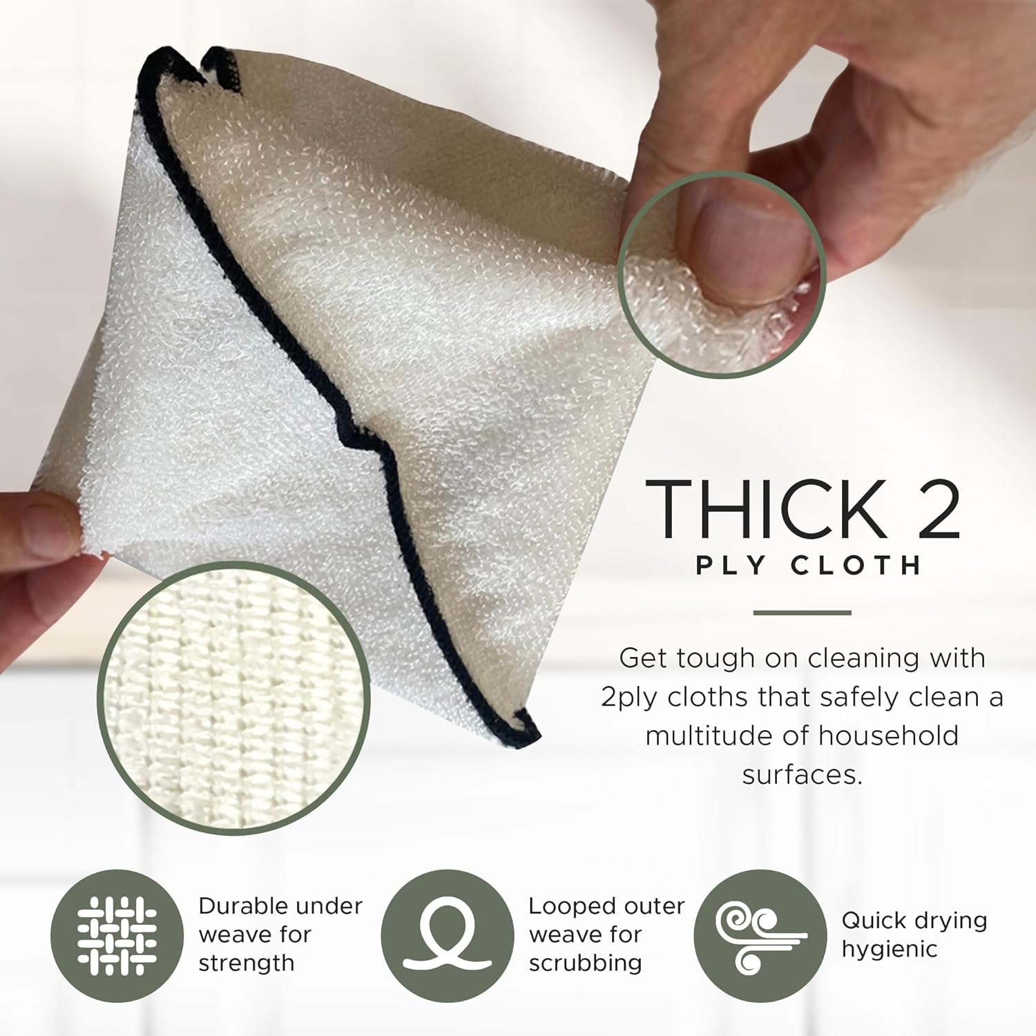 Whiffkitch Dishcloths & Cleaning Cloths - Drying, Durable, Absorbent Washcloths, Non-Scratch, Hygienic, Multi-Surface Cleaning, 6x7 Inches Solid Color, 6 Pack