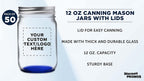 DISCOUNT PROMOS 50 Decorating Mason Jars Set, 12 oz. - Customizable Text, Logo - Canning, Aluminum Lid - Blue