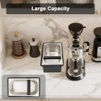Espresso Knock Box, Coffee Knock Box for Espresso Grounds Disposal, Large Capacity, Equipped with Noise, Reduction Rubber Ring & Steel Holder, Ideal Tool for Espresso Machines, Black (Large)