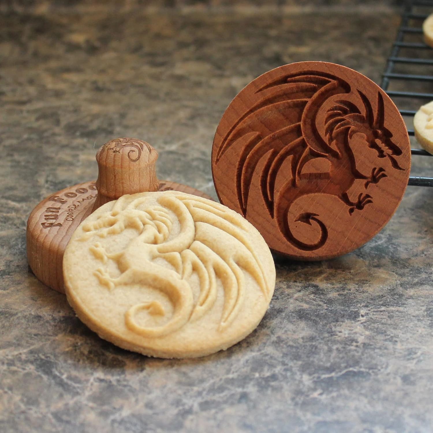 Wood Cookie Stamp, 2.5 Inch (Dragon CS-009)