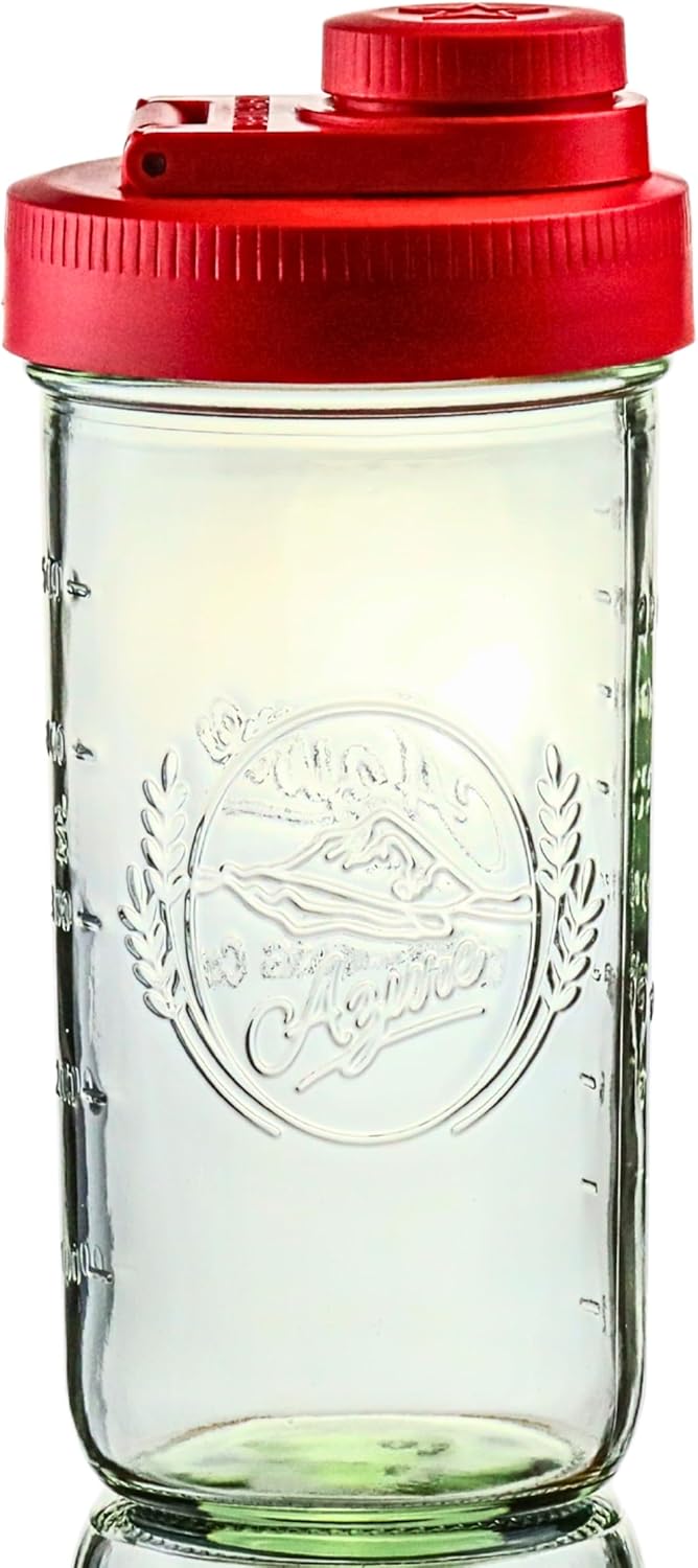 Brewing America Mason Jar Drinking Cup Pint and Half Drinking Lid and Azure 24oz Jar (1, Old Glory Red)