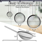 Anaeat Fine Mesh Strainers - Premium Stainless Steel Colander Sieve Sifters, with Durable Mesh and Sturdy Handle, Excellent for Sifting Dry ingredients, Flour, Pastas, Rice, Tea (5.5")