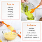 Elihome Chef Series 3 Piece Silicone Spatula Set - 600°F Heat Resistant Non Stick Rubber Kitchen Scraper Spatulas for Cooking, Baking, and Mixing – BPA Free and LFGB Certified Silicone (Orange)