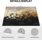 Black Gold Art Splash Dish Drying Mat for Kitchen Counter, Absorbent Microfiber Abstract Modern Drying Pad, Luxury Decorative Foldable Kitchen Mat for Sink & Coffee Bar, Black Home Decor, 18 x 24 inch