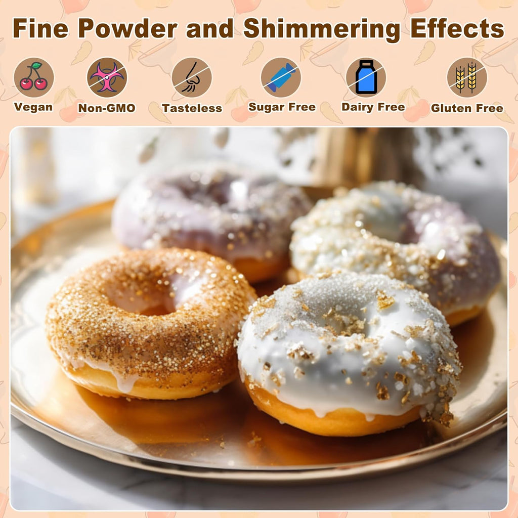 Edible Glitter Set - 15 Colors Food Grade Luster Dust, Edible Glitter Powder for Drinks, Cake Decorating, Chocolates, Fondant, Strawberries, Cupcakes, Candy, Cookie. Vegan - 5g/bottle