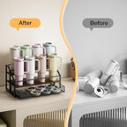 MOJOHAND Water Bottle Organizer for Stanley, 3-Tier 8 Bottles Rack with Storage Basket for Cup Accessories, Large Tumbler Holder Stand, Water Bottle Holder Wine Rack