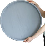 Round Ottoman Table Tray Round-24 - Rustic Wooden Serving Tray for Farmhouse Decorative Oversized Coffee Table Trays Living Room Kitchen Counter Breakfast Grey