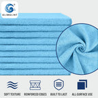 GLIMGLINT Blue Microfiber Cleaning Cloth, 150 Pack Microfiber Towels for Cars, Lint Free, Scratch-Free, Highly Absorbent, Reusable Cleaning Rags for Car, Household, Shop Towels 14"X12"