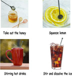 Coffee Stir Sticks,BURLIHOME Specialty Spoons Stainless Steel Spherical Mixing Spoon Solid/Hollow Swizzle Sticks For Drink/Cocktail/coffee,Home Bar Party Supply,Black-4 Pieces.