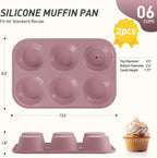 2 Pack 6 Cups Jumbo Muffin Pan with Metal Reinforced Frame Silicone Molds Egg Bites Silicone Circle Cookie Molds Extra Large Muffin Tin Jumbo Tart Pans Baking Sheet Set for Sandwiches