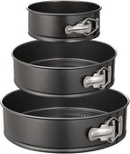 Hiware Springform Pan Set of 3 Non-stick Leakproof Round Cake Pan Set Includes 3 Pieces 6" 8" 10"