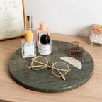 Koville Brazilian Natural Marble Cutting Board for Kitchen, 11" Round Hand Crafted Marble Slab for Cheese, Charcuterie, Pastry Board - Wedding Gift, House Warming Gift(WILD WEST GREEN)