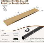 Heimlove 48 Inch Floating Shelves for Wall 8 Inch Deep Oak Shelves Set of 2,Wall Mounted Rustic Wood Long Floating Shelf，Large Display & Storage Shelf with Invisible Brackets