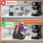 MYITYARD Coffee Cup Holder for Countertop, Cup and Lid Dispenser with 2 Compartment, Coffee Station Organizer Bar Accessories Organizer for Home, Kitchen, Office and Breakroom