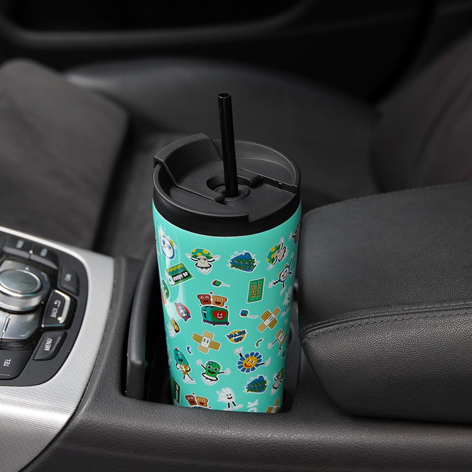 BJPKPK 18oz Insulated Tumbler With lid And Straw Stainless Steel Tumblers Travel Coffee Mug Reusable Thermal Cup,Hawaii Fruits Yellow