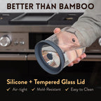 Glass Airtight Canisters with Silicone Lids – BPA-Free Borosilicate Containers for Food Prep, Storage, Wet or Dry Foods, Pasta, Rice, Flour, Tea, Herbs, Snacks – Set of 6 (17.5 oz)