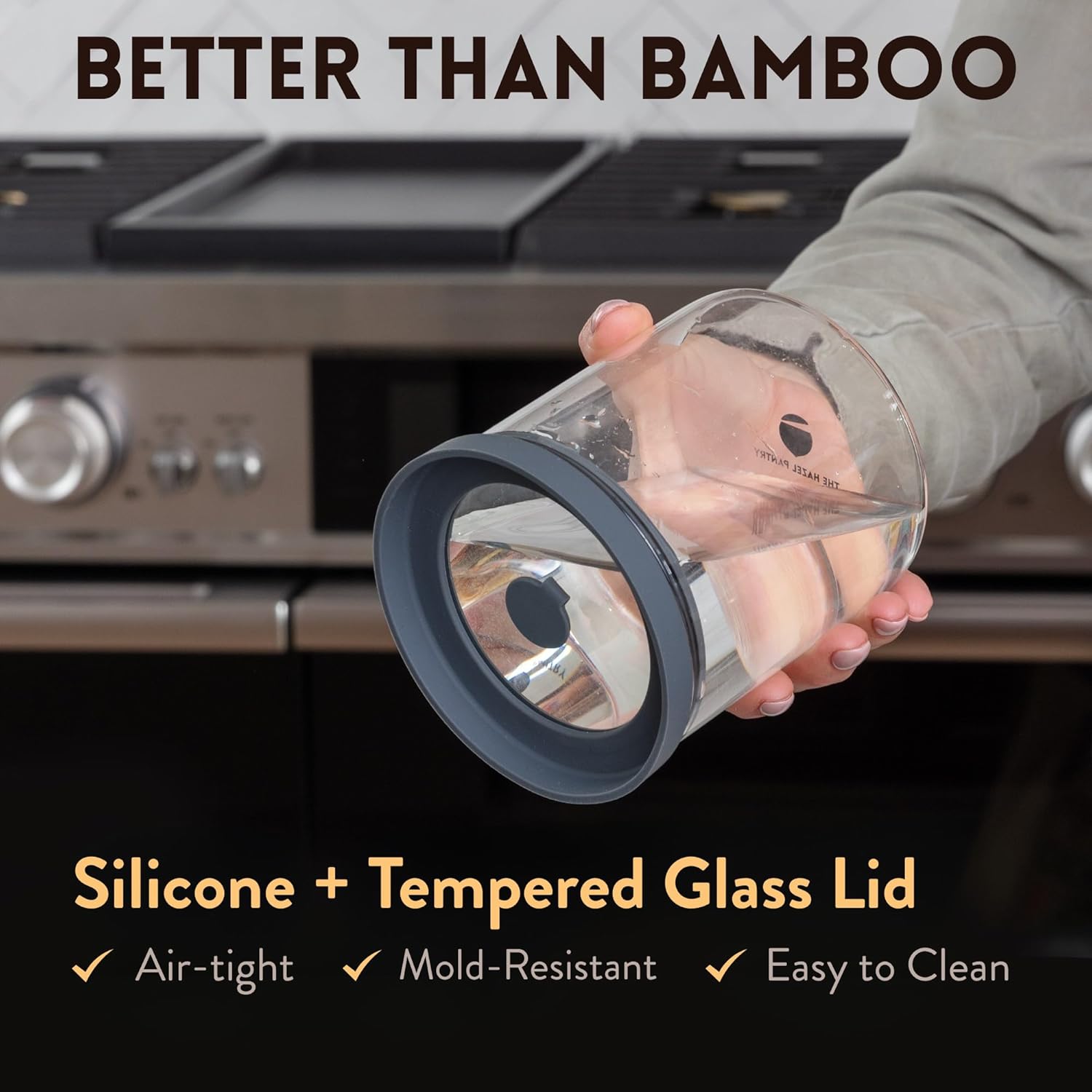 Glass Airtight Canisters with Silicone Lids – BPA-Free Borosilicate Containers for Food Prep, Storage, Wet or Dry Foods, Pasta, Rice, Flour, Tea, Herbs, Snacks – Set of 6 (17.5 oz)