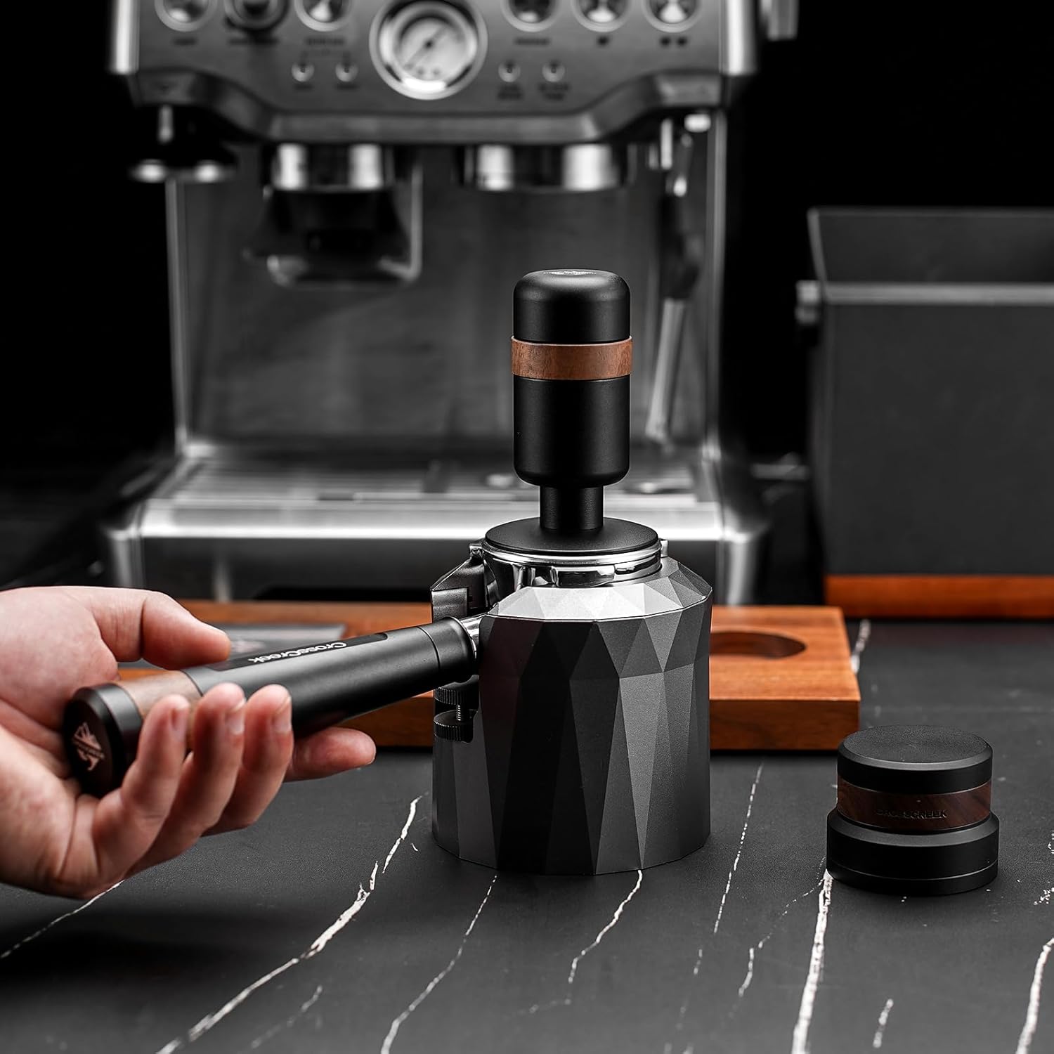 53.3mm Coffee Tamper | Calibrated Espresso Tamper with Spring Loaded | Barista Tamper with 30lbs, Stainless Steel Base and Black Aluminum Handle | Barista Home Coffee Espresso Accessories