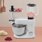 Stand Mixer, 3-in-1 Food Processor Multifunctional Electric Kitchen Mixer with 6 Accessories for Most Home Cooks, 6.34 Qt (White)