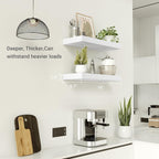 Vivelove Bathroom Floating Shelves for Wall, 16 inchs x 6.7” deep x 1.4” Wall Shelf for Bedroom, Living Room, Kitchen, Office Home Decor, Narrow Wood Shelves with Invisible Brackets - Set of 2, White