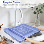 Caperci Large Silverware Organizer for Kitchen Drawer & Utensils - Expandable Drawer Organizer for Cutlery, Flatware & Gadget, BPA-Free Thick Plastic, Wider Compartments & Non-skid Feet (Breezy Blue)