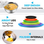 Mixing Bowls with Lid Set, 27PCS Kitchen Utensils Metal Bowl Stainless Steel Nesting Bowls, Measuring Cups and Spoons, Egg Whisk for Baking