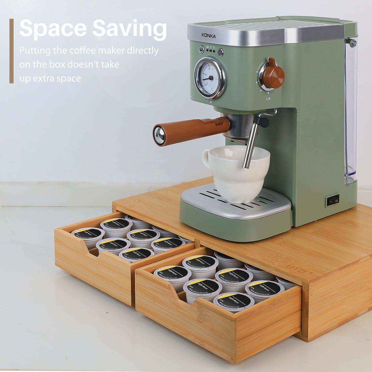 HTB K Cup Holder Compatible with K Cups,Coffee Pod Holder Holds Up 30 Cups,K Cup Organizer Storage Drawer