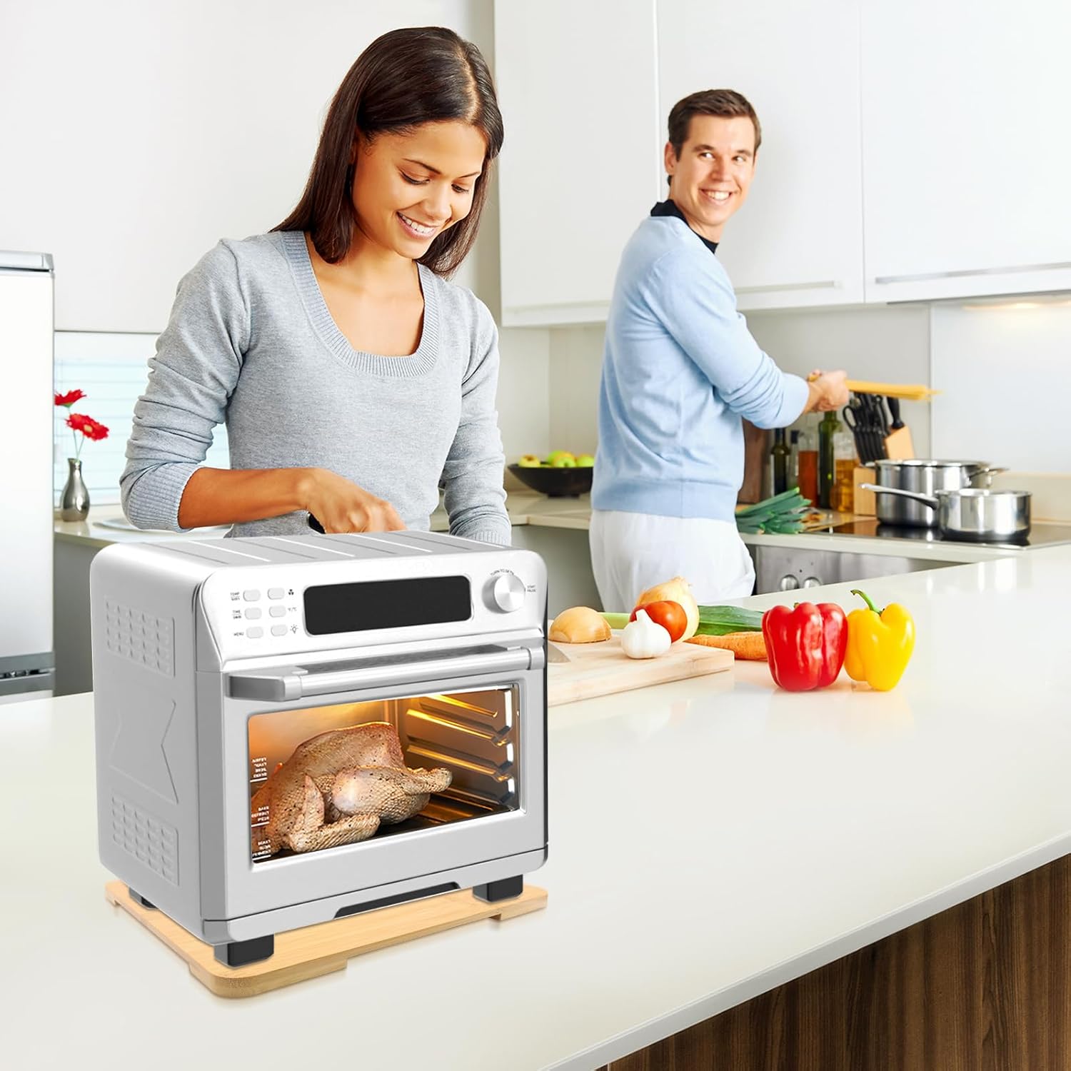 360° Rolling Tray Bamboo Appliance Slider for Kitchen Appliances, for Breville Espresso Machine Accessories, Sliding Tray for Coffee Maker Appliances Mat Easily from Under The Cabinet Natural13"×15.7"